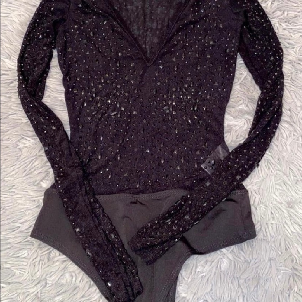 Black sequins body suit